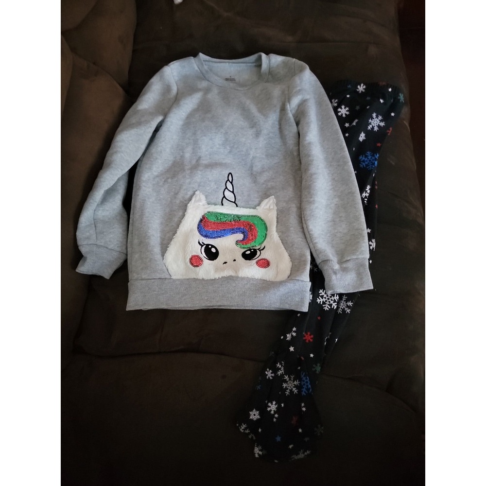 Sweatshirt amd matching‎ leggings Christmas holiday snowflake outfit size 8